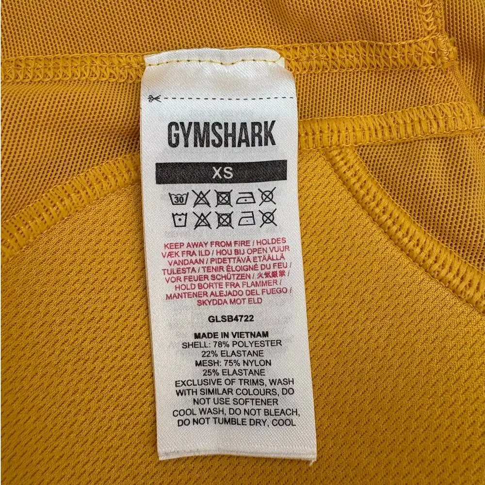 Gymshark Yellow Sports Bra XS